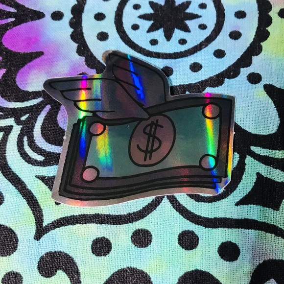 Money Wings Metallic Prismatic Reflective Single Decor Sticker - Picture 2 of 13